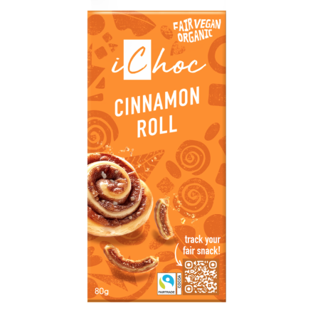 lys sjokolade cinnamon roll 80 g økologisk vegansk ichoc