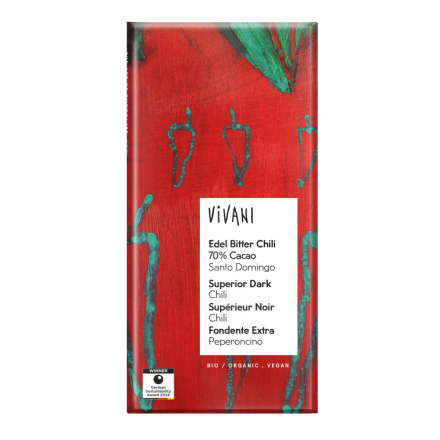 mørk sjokolade med chili vivani 80 g økologisk