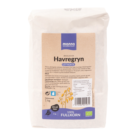 Manna lettkokte havregryn 1 kg økologisk