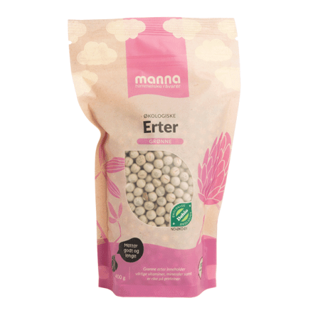 Erter, grønne, 400 g, økologisk, Manna