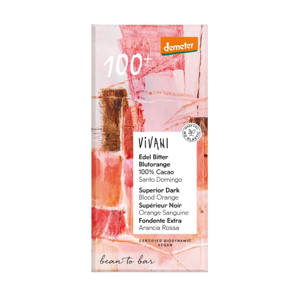 Mørksjokolade100%,m/blodappelsin,90g,økologisk, Vivani main product photo