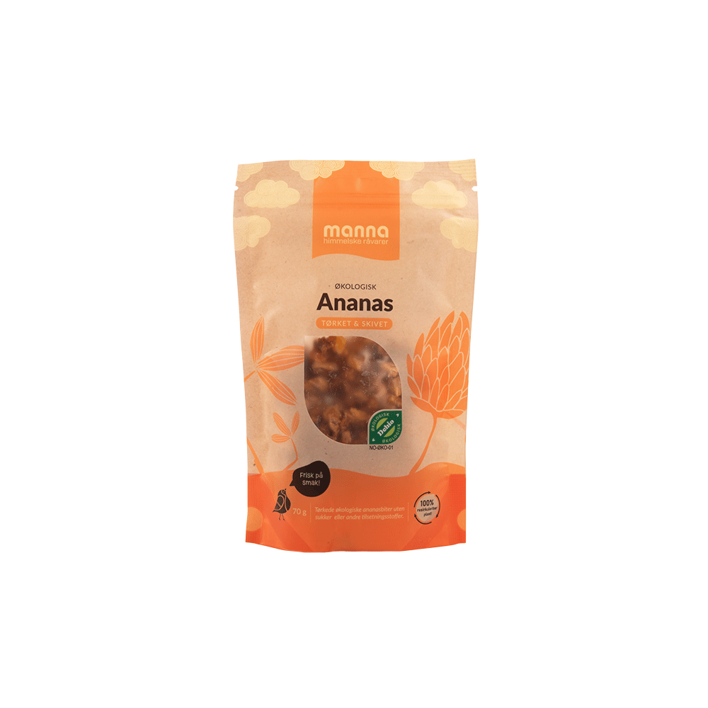 Ananas tørket, 70 g, økologisk, Manna main product photo