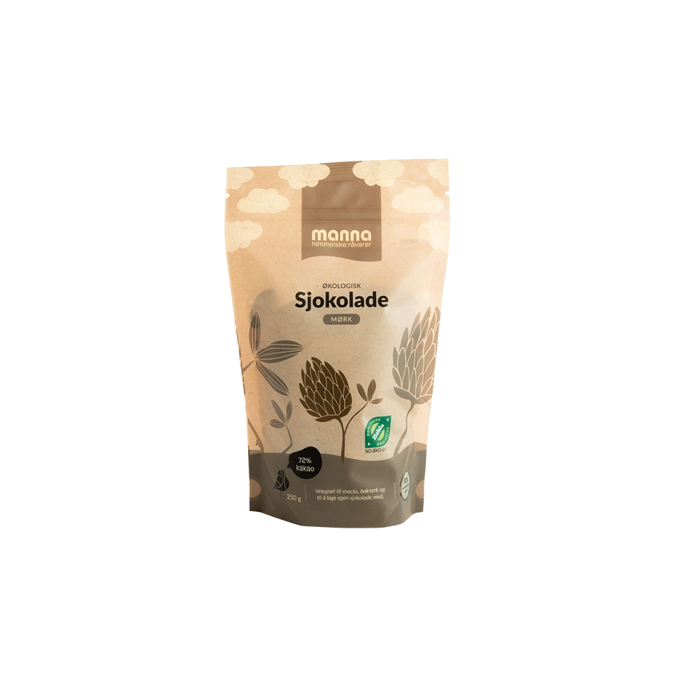 Mørksjokolade, drops, 72%, 250 g, økologisk, Manna main product photo