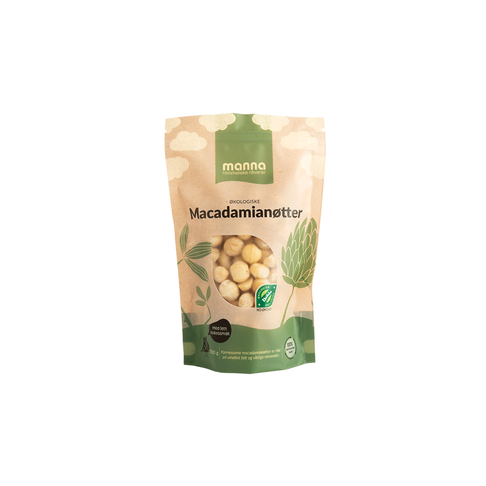 Macadamianøtter, 200 g, økologisk, Manna main product photo