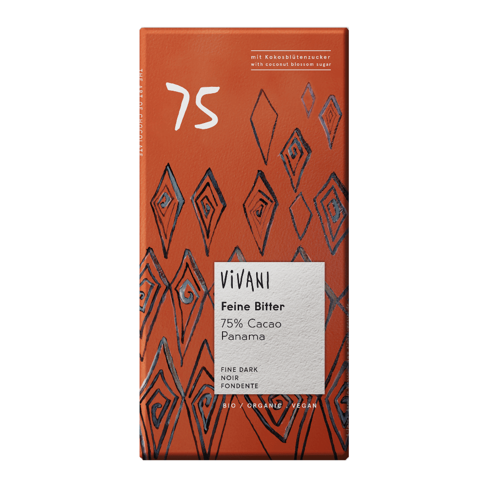 Mørk sjokolade 75%, 80 g, økologisk, Vivani main product photo