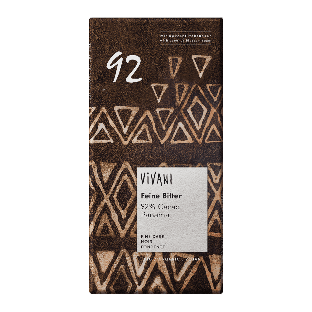 Mørk sjokolade 92%, 80 g, økologisk, Vivani main product photo