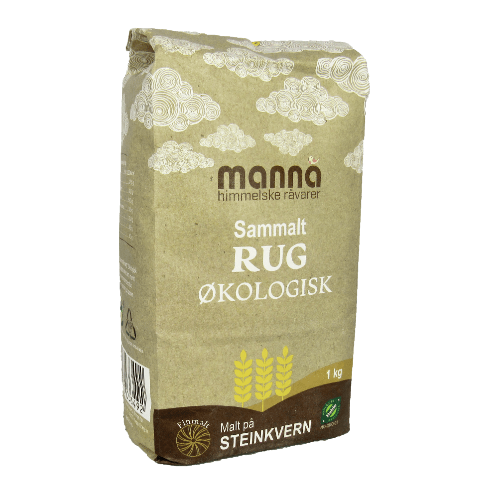 Rugmel sammalt, 1 kg, økologisk, Manna main product photo
