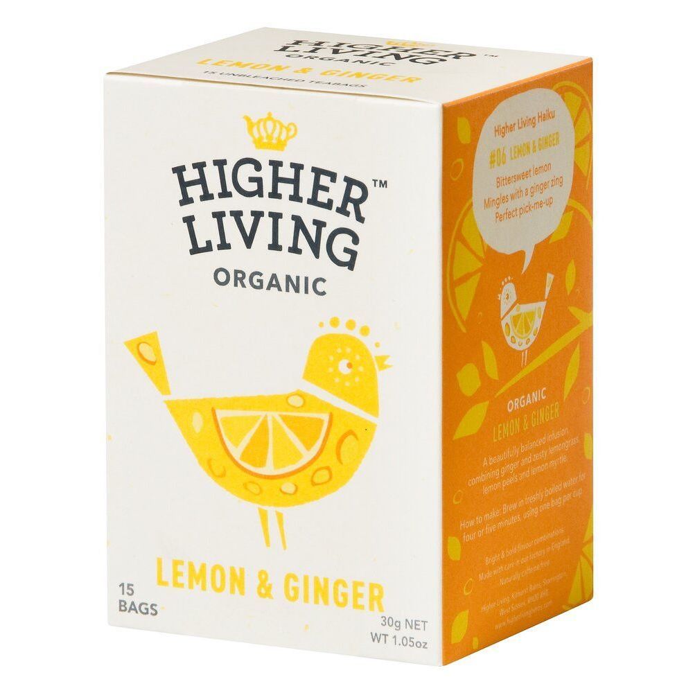 Lemon Ginger, økologisk, 15 poser, Higher Living main product photo